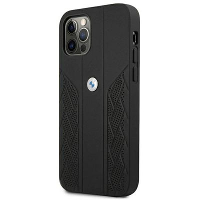 2. BMW Leather Curve Perforate Case for iPhone 12 Pro Max - Black