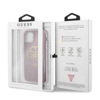 7. Guess GUHCN58PCUGLPI iPhone 11 Pro różowy/pink hard case 4G Circle Glitter