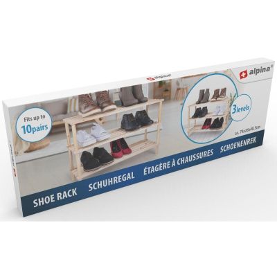 18. SHELVES 3-LEVEL WOODEN SHOE RACK ALPINA