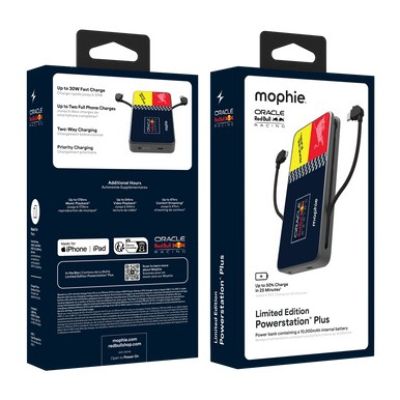 5. Mophie Powerstation Plus 10K Red Bull Racing Power Bank – 10000mAh power bank with integrated USB-C and Lightning cables (1x USB-C port)