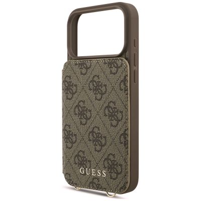6. Guess 4G Cardslots & Magnetic Closure Crossbody Case for iPhone 18 Pro / 17 Pro – brown