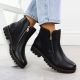 5. Black Leather Women’s Worker Boots Rieker 78556-00