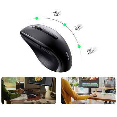 2. Ugreen Wireless Ergonomic Optical Mouse - Black