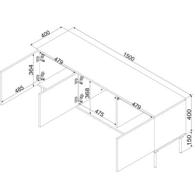 4. 3D TRESSE TV cabinet 150x40x55 cashmere matt