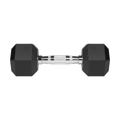 5. Rubber-Coated HEX Cast Iron Dumbbells 2 x 5 kg REBEL ACTIVE