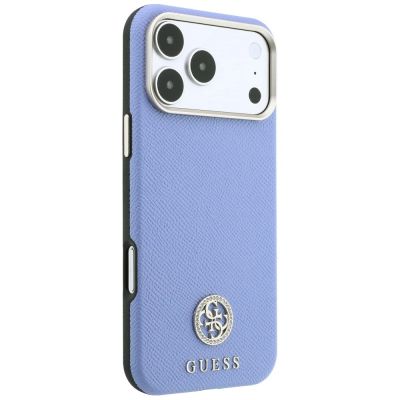 4. Guess Grained Round Strass Logo MagSafe Case for iPhone 18 Pro Max / 17 Pro Max - Blue