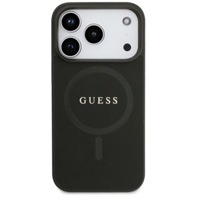 3. Guess Saffiano Classic Logo MagSafe Case for iPhone 17 Pro - Black
