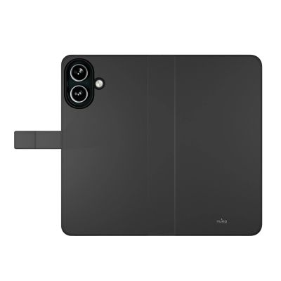 3. Puro Wallet Detachable MagSafe 2in1 PU Leather Case with Flap and Wallet for iPhone 16 - Black