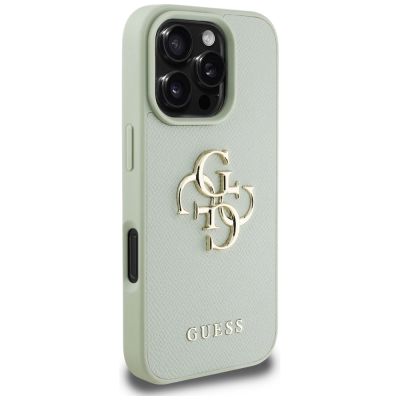 4. Guess Grained Big 4G Logo Small Classic Logo case for iPhone 16 Pro - green
