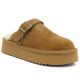 Women's leather insulated flip-flops on a camel platform, Big Star UU274696