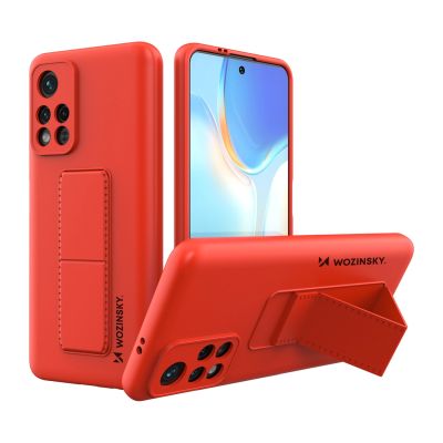 Wozinsky Kickstand Case silicone case with stand Xiaomi Poco M4 Pro 5G red
