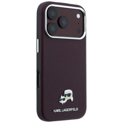 4. Karl Lagerfeld Grained Choupette Head Metal MagSafe case for iPhone 18 Pro Max - burgundy