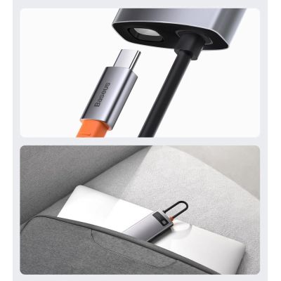 18. Baseus Metal Gleam 6-in-1 USB-C - USB-C PD 100W HUB 1x HDMI 4K 30Hz 3x USB-A 3.2 1x RJ45 - gray