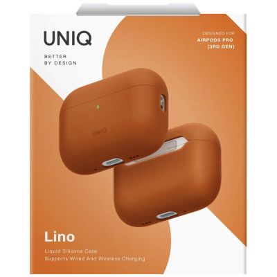 6. Uniq Lino Silicone Case for AirPods Pro 3 - Orange