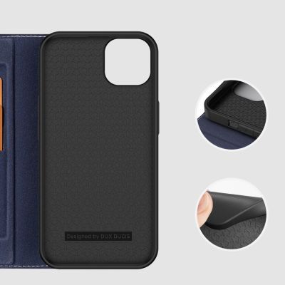 13. Dux Ducis Skin X2 case for iPhone 14 Plus case with magnetic flap blue