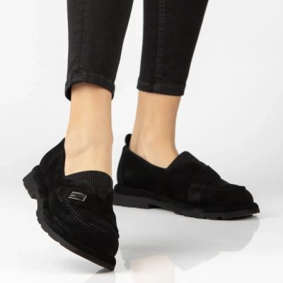 8. Women's leather moccasins with elastic band, black Filippo DP7947