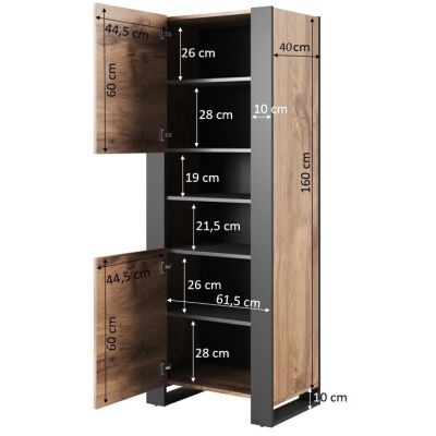 4. WOOD shelving unit 65x40x170 Wotan oak + anthracite
