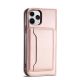 4. Magnet Card Case for iPhone 12 Pro Pouch Card Wallet Card Stand Pink