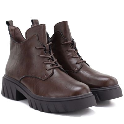 8. Women's brown leather ankle boots on the platform M.Daszyński SFY2502-11ac