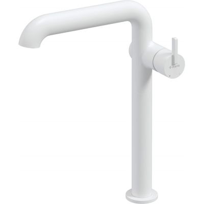 Tall washbasin tap with a rectangular spout