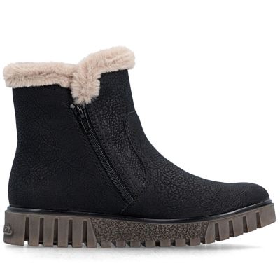 8. Women's insulated black ankle boots Rieker Y3481-01