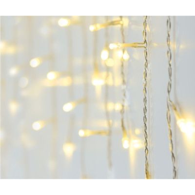 9. CHRISTMAS TREE LIGHTS OUTDOOR LIGHT CURTAIN 360 LED CONTROLLER TIMER WARM WHITE TRANSPARENT CABLE