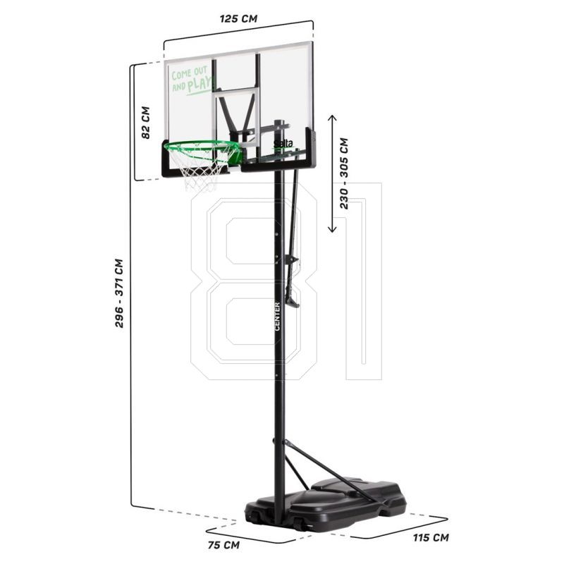 2. Salta Center standing basketball hoop 125 cm x 371 cm