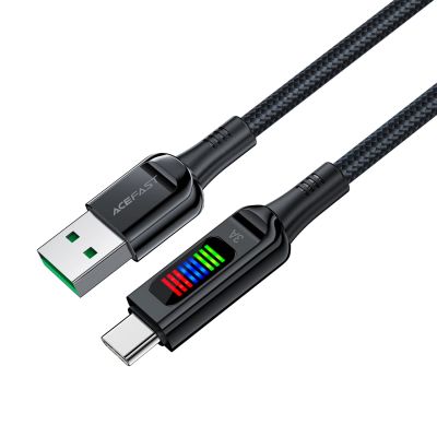 2. Acefast C7-04 USB-A USB-C 60W 1.2m cable with display - black
