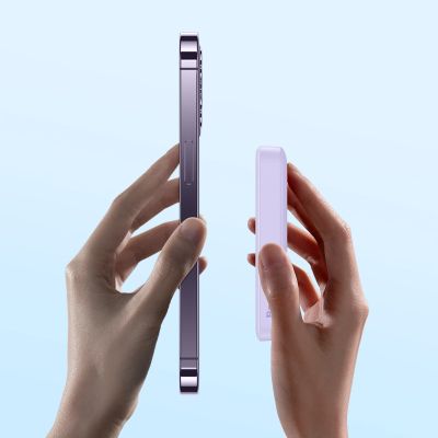 9. Baseus Magnetic Mini Inductive Powerbank 10000mAh 20W - Purple + USB-C - USB-C Cable