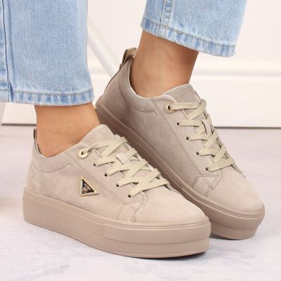 4. Filippo W PAW315C beige leather suede platform shoes