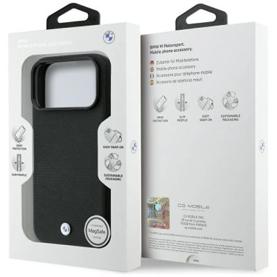 8. BMW Kevlar Metal Logo MagSafe Case for iPhone 18 Pro / 17 Pro - Black