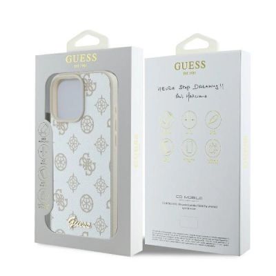 8. Guess Peony Script Logo MagSafe iPhone 16 Pro Case - White