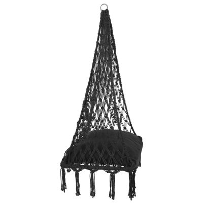 8. OPENWORK HAMMOCK HANGING CHAIR STORK'S NEST 60x60x115CM WITH PILLOW DARK GREY