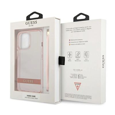 8. Guess Translucent Stap Case for iPhone 13 Pro Max - Pink