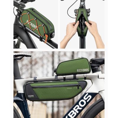 10. Rockbros 30120045001 ROAD TO SKY bicycle bag for the top frame tube, waterproof, 0.7L - green