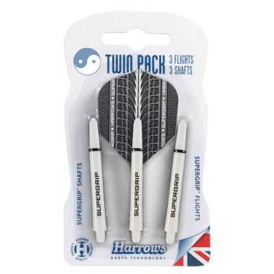 2. Harrows Twin Pack Supergrip shafts + Supergrip flights (white)