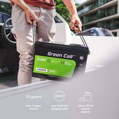 12. GREEN CELL LIFEPO4 CUBE BATTERY 60AH 12V/12.8V 768WH LFPGC12V60AH