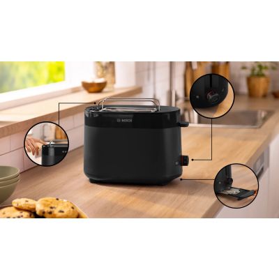 3. Bosch TAT2M123 2-Cup Toaster 950W Black