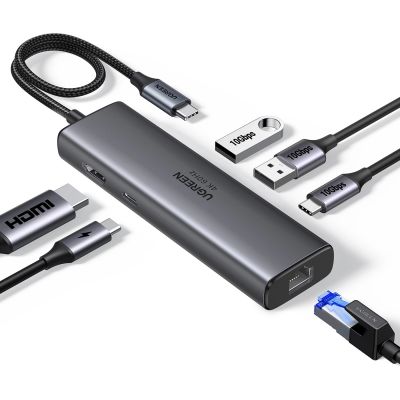 2. Ugreen USB-C 6-in-1 HDMI USB-C USB-A Ethernet Hub - Gray