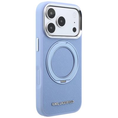 4. Karl Lagerfeld Ring Stand 360 Saffiano Classic Logo MagSafe Case for iPhone 18 Pro Max / 17 Pro Max - Light Blue