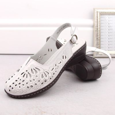 5. Comfortable women's leather sandals with openwork white T.Sokolski L26-27