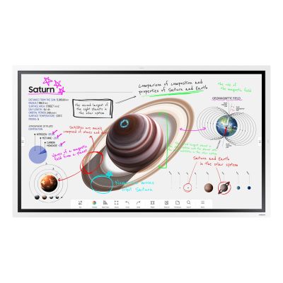 34. SAMSUNG Flip Pro Digital Flipboard 65" 4K IR Touch HDMI USB-C USB LAN WiFi WPA2 Enterprise Bluetooth Tizen 6.5 SoC 2x10W 400x400