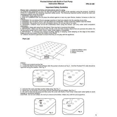 5. FLOCKED MATTRESS FOR 1-PERSON WITH BUILT-IN FOOT PUMP 191x73x22CM 24130