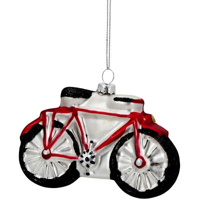2. MOULDED GLASS CHRISTMAS BAUBLE IN THE SHAPE OF A BICYCLE SASKA GIFT & DECOR