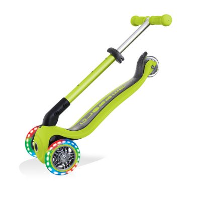 6. Globber Foldable 3-Wheel Scooter Lights Lime Green Jr 437-106