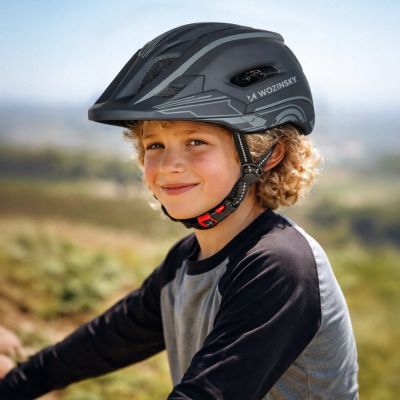 12. Wozinsky Kids' Full Face Bike Helmet with USB Rear Light S - Gray