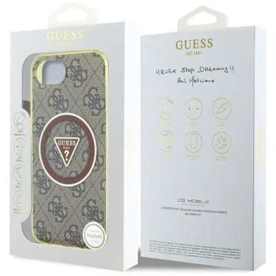8. Guess IML Metal Glitter 4G Circle Triangle MagSafe case for iPhone 16e - brown
