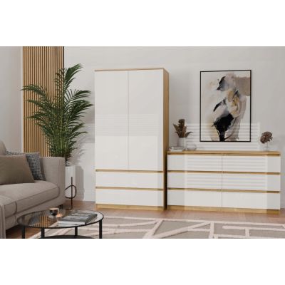 10. M6 MALWA CHEST OF DRAWERS 140 CM 6 DRAWERS ART/WHITE SET
