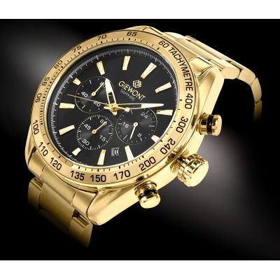 2. Men's Watch Giewont Chronograph Sapphire Gold Black GW9580-B4