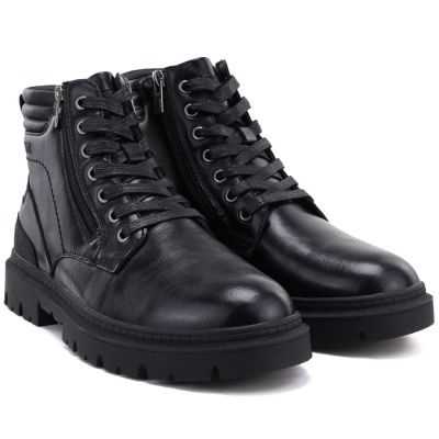 5. Men's leather ankle boots with two zippers, black Big Star UU174242